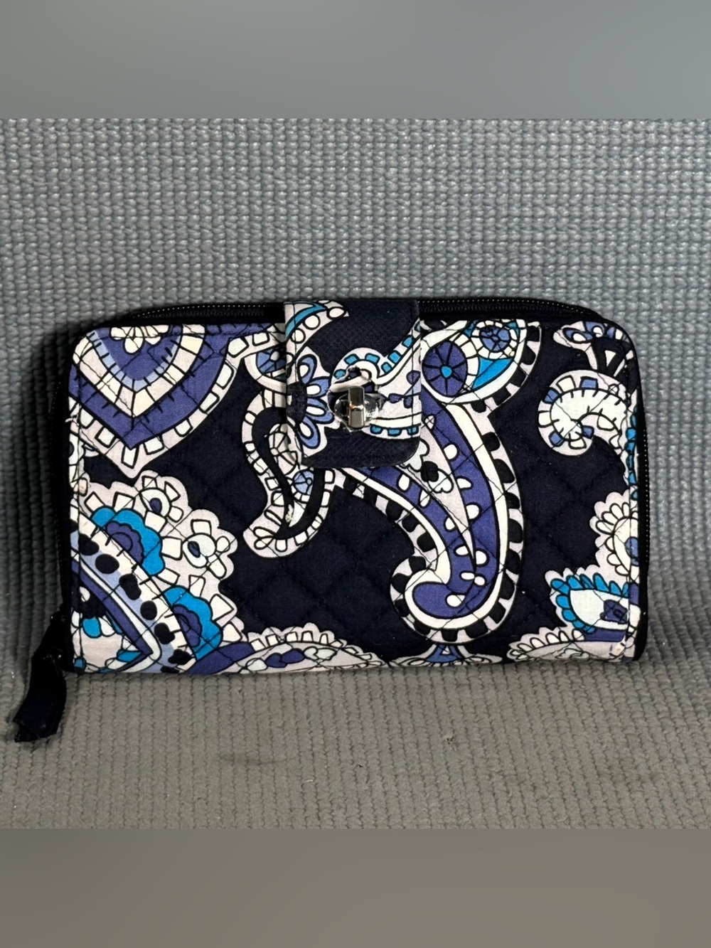 Vera Bradley Blue Quilted RFID Turnlock Wallet